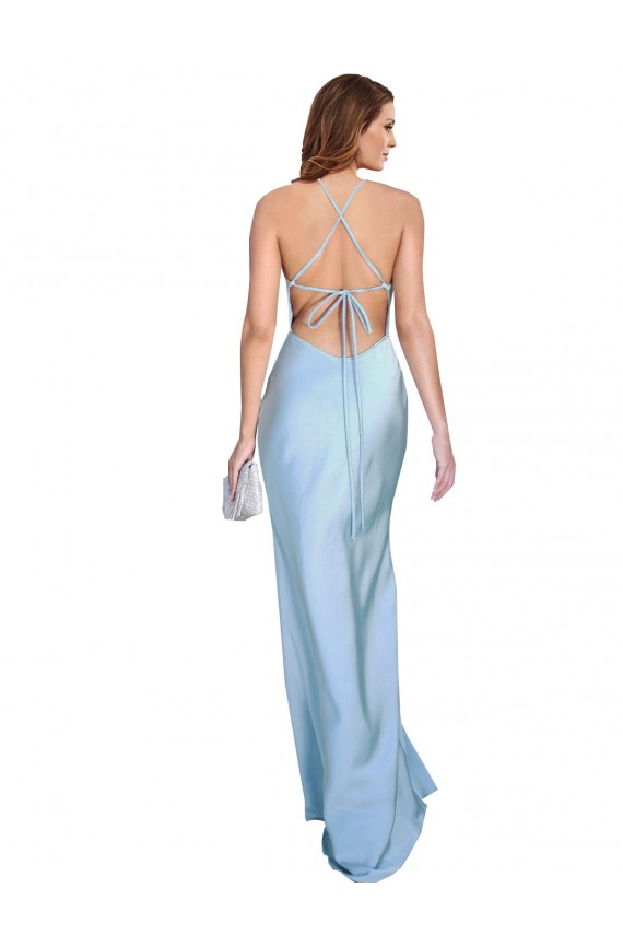 Sheath Cowl Neck Silk like Satin Long Light Sky Blue Formal Evening Gown / Prom Dress / Bridesmaid Dress Sydney
