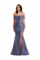 Mermaid Off the Shoulder Silk like Satin Long French Blue Black Tie Plus Size Evening Gown / Prom Dress / Bridesmaid Dress Sydney