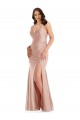 Mermaid V-Neck Silk like Satin Long Dusty Pink Formal Plus Size Evening Gown / Prom Dress / Bridesmaid Dress Sydney