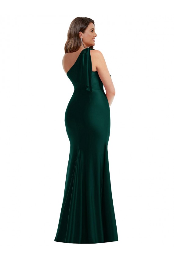 Mermaid One Shoulder Silk like Satin Long Ever Green Formal Plus Size Evening Gown / Prom Dress / Bridesmaid Dress Sydney