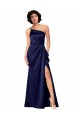 A-Line One Shoulder Silk like Satin Long Sapphire Black Tie Evening Gown / Prom Dress / Bridesmaid Dress Sydney