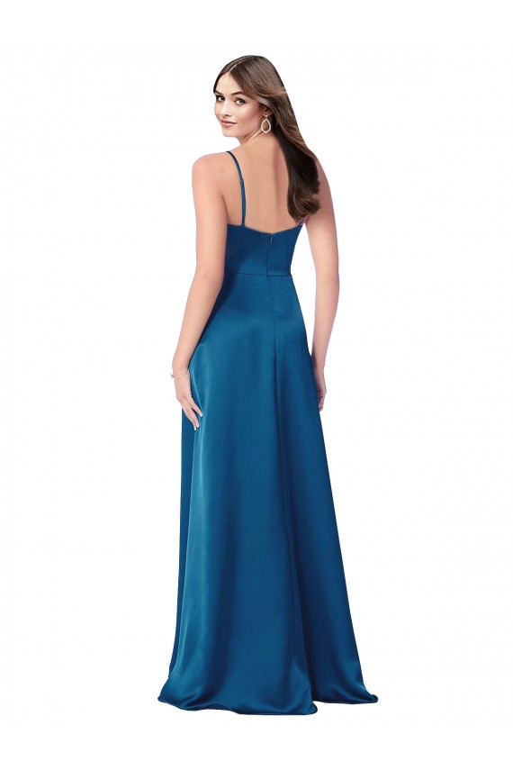 A-Line Cowl Neck Silk like Satin Long Peacock Blue Formal Evening Gown / Prom Dress / Bridesmaid Dress Sydney