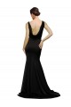 A-Line V-Neck Silk like Satin Sweep Train Black Formal Evening Gown / Prom Dress / Bridesmaid Dress Sydney