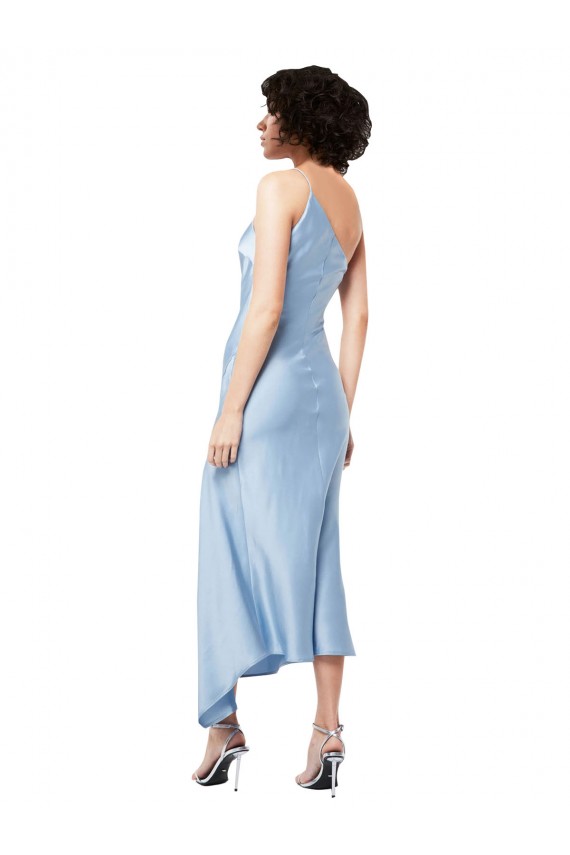 A-Line One Shoulder Silk like Satin Midi Length Light Sky Blue Formal Evening Gown / Prom Dress / Bridesmaid Dress Sydney