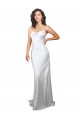 Sheath Cowl Neck Silk like Satin Sweep Train White Beach Wedding Dresses Sydney