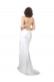 Sheath Cowl Neck Silk like Satin Sweep Train White Beach Wedding Dresses Sydney