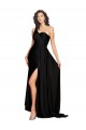 A-Line One Shoulder Silk like Satin Long Black Black Tie Evening Gown / Prom Dress / Bridesmaid Dress Sydney
