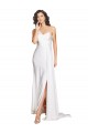 A-Line One Shoulder Silk like Satin Long White Wedding Dress Sydney