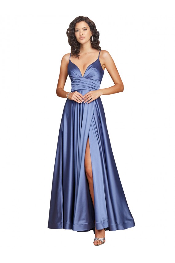 A-Line Sweetheart Silk like Satin Long French Blue Black Tie Evening Gown / Prom Dress / Bridesmaid Dress Sydney