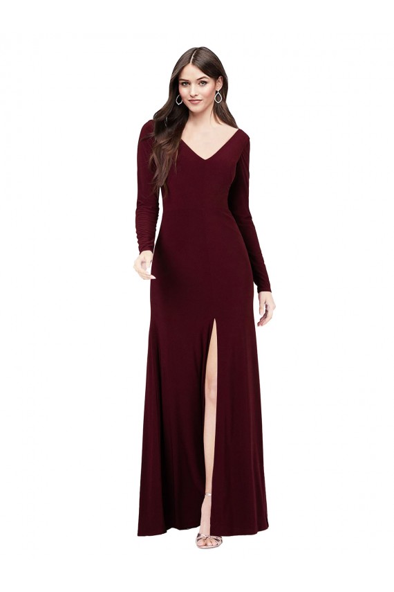 Sheath V-Neck Spandex Long Burgundy Gold Prom Dress / Bridesmaid Dress Sydney
