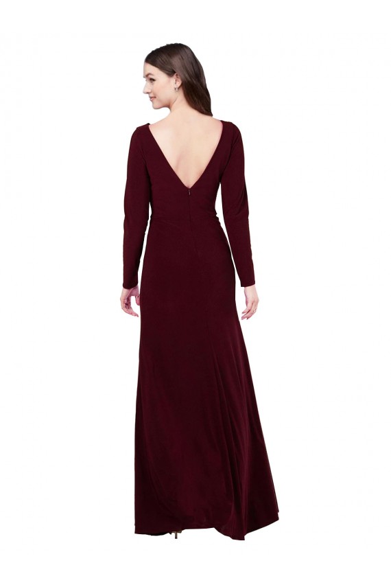 Sheath V-Neck Spandex Long Burgundy Gold Prom Dress / Bridesmaid Dress Sydney