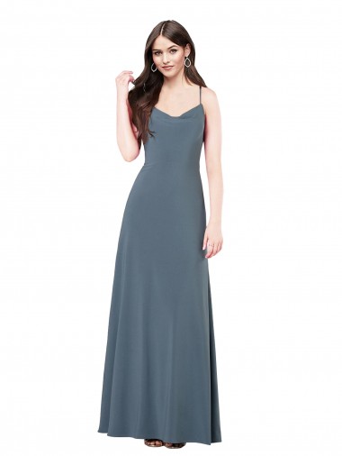 A-Line V-Neck Spandex Long Slate Grey Prom Dress / Bridesmaid Dress Sydney