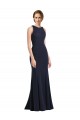 Sheath High Neck Stretch Crepe Long Dark Navy Black Tie Prom Dress / Bridesmaid Dress Sydney