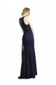Sheath High Neck Stretch Crepe Long Dark Navy Black Tie Prom Dress / Bridesmaid Dress Sydney