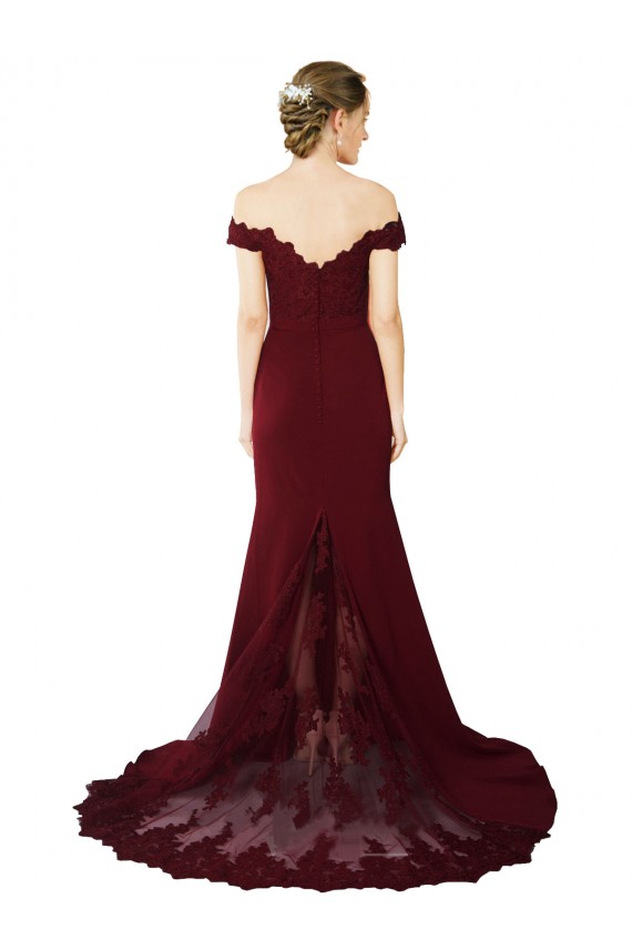 Mermaid Sweetheart Stretch Crepe & Lace Sweep Train Burgundy Gold Formal Evening Gown / Prom Dress / Bridesmaid Dress Sydney