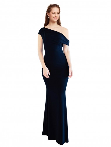 Mermaid One Shoulder Stretch Crepe Long Dark Navy Formal Evening Gown / Prom Dress / Bridesmaid Dress Sydney