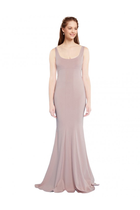 Mermaid Scoop Neck Stretch Crepe Long Dusty Pink Formal Evening Gown / Prom Dress / Bridesmaid Dress Sydney