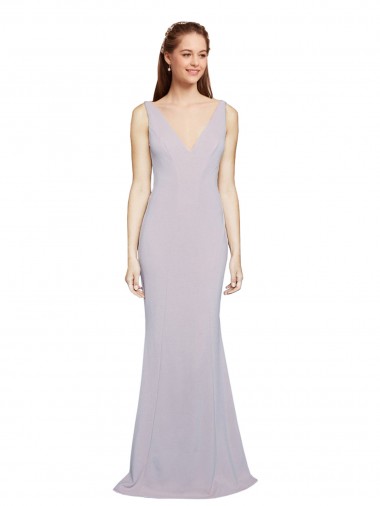 Mermaid V-Neck Stretch Crepe Long Arctic Lilac Formal Evening Gown / Prom Dress / Bridesmaid Dress Sydney