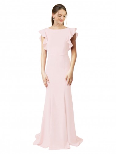 Mermaid, Sheath Jewel Neck Stretch Crepe Sweep Train Pink Black Tie Prom Dress / Bridesmaid Dress Sydney