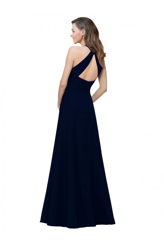 A-Line High Neck Stretch Crepe Long Dusty Pink Prom Dress / Bridesmaid Dress Sydney