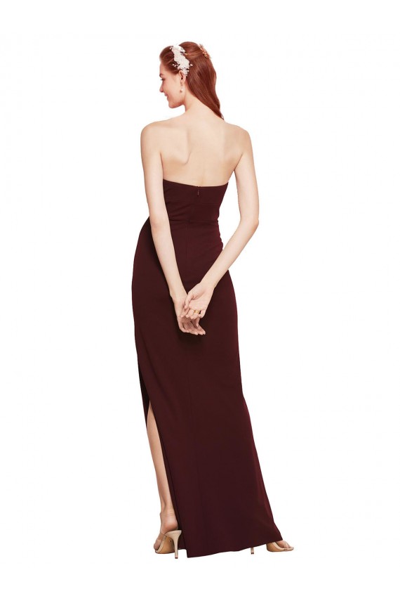 Sheath Strapless Stretch Crepe Long Burgundy Gold Formal Evening Gown / Prom Dress / Bridesmaid Dress Sydney