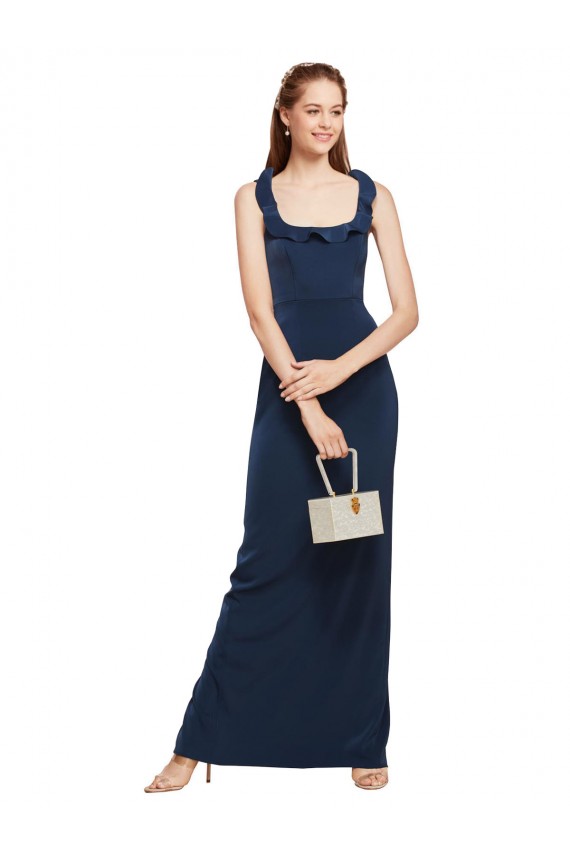 Sheath Scoop Neck Stretch Crepe Long Dark Navy Formal Evening Gown / Prom Dress / Bridesmaid Dress Sydney