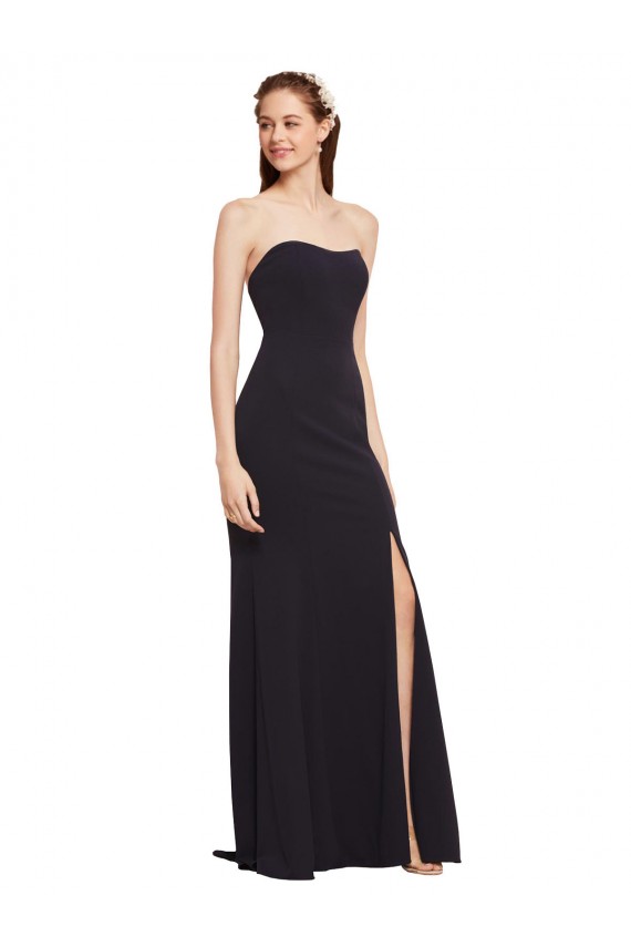 A-Line Strapless Stretch Crepe Long Dark Navy Formal Evening Gown / Prom Dress / Bridesmaid Dress Sydney