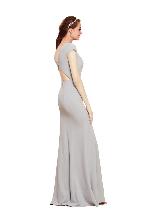A-Line Boat Neck Stretch Crepe Long Dark Navy Formal Evening Gown / Prom Dress / Bridesmaid Dress Sydney