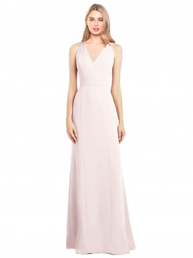Trumpet V-Neck Stretch Crepe Long Pink Semi Formal Evening Dress / Prom Dress / Bridesmaid Dress Sydney