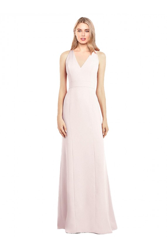 Trumpet V-Neck Stretch Crepe Long Pink Semi Formal Evening Dress / Prom Dress / Bridesmaid Dress Sydney