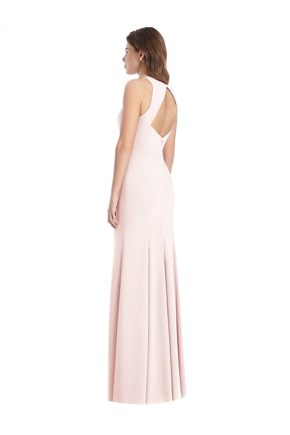 Trumpet Bateau Neck Stretch Crepe Long Pink Semi Formal Evening Dress / Prom Dress / Bridesmaid Dress Sydney