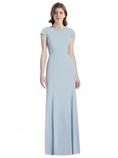 Trumpet Bateau Neck Stretch Crepe Long Light Sky Blue Formal Dress / Bridesmaid Dress Sydney