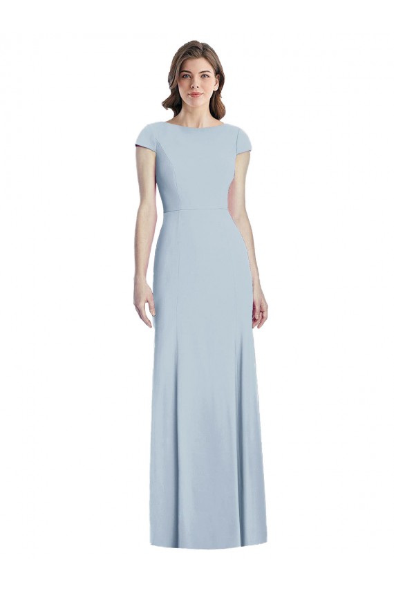 Trumpet Bateau Neck Stretch Crepe Long Light Sky Blue Formal Dress / Bridesmaid Dress Sydney