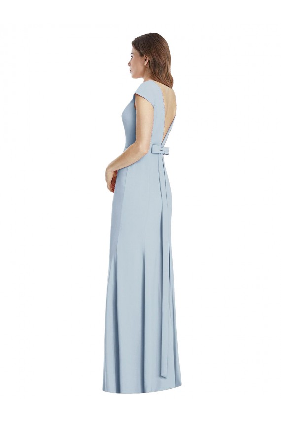 Trumpet Bateau Neck Stretch Crepe Long Light Sky Blue Formal Dress / Bridesmaid Dress Sydney