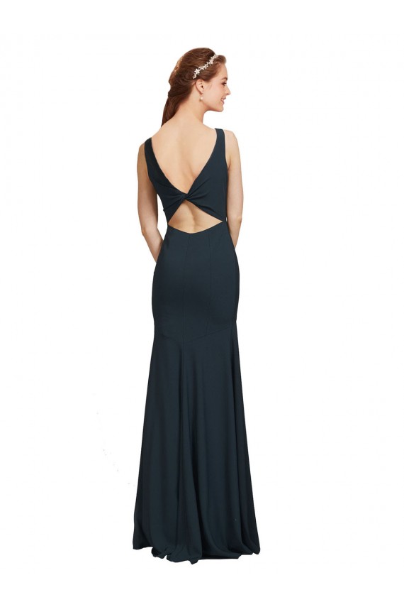 Mermaid Bateau Neck Stretch Crepe Long Black Prom Dress / Bridesmaid Dress Sydney