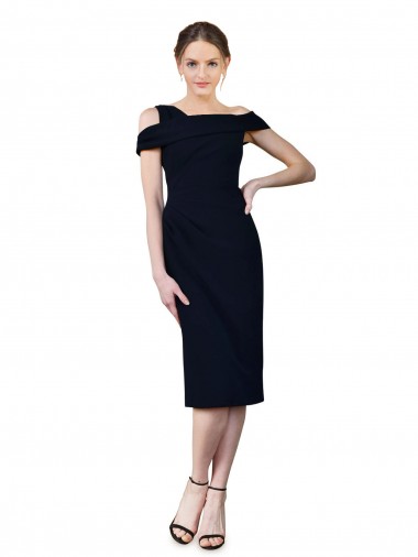 Mermaid Off the Shoulder Stretch Crepe Cocktail Length Dark Navy Formal Evening Gown / Prom Dress / Bridesmaid Dress Sydney