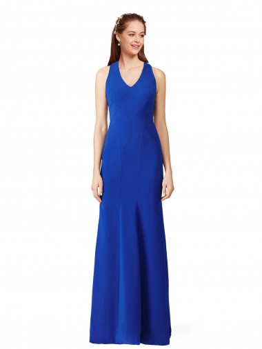 Mermaid V-Neck Stretch Crepe Long Royal Blue Formal Evening Gown / Prom Dress / Bridesmaid Dress Sydney
