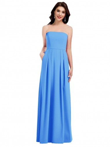 Trumpet Strapless Stretch Crepe Long Peacock Blue Semi Formal Evening Dress / Prom Dress / Bridesmaid Dress Sydney