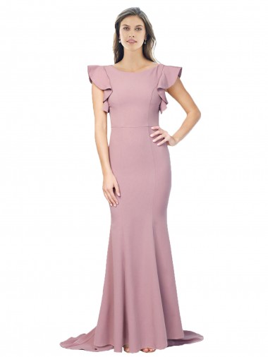 Mermaid Round Neck Stretch Crepe Sweep Train Dusty Pink Formal Evening Gown / Prom Dress / Bridesmaid Dress Sydney