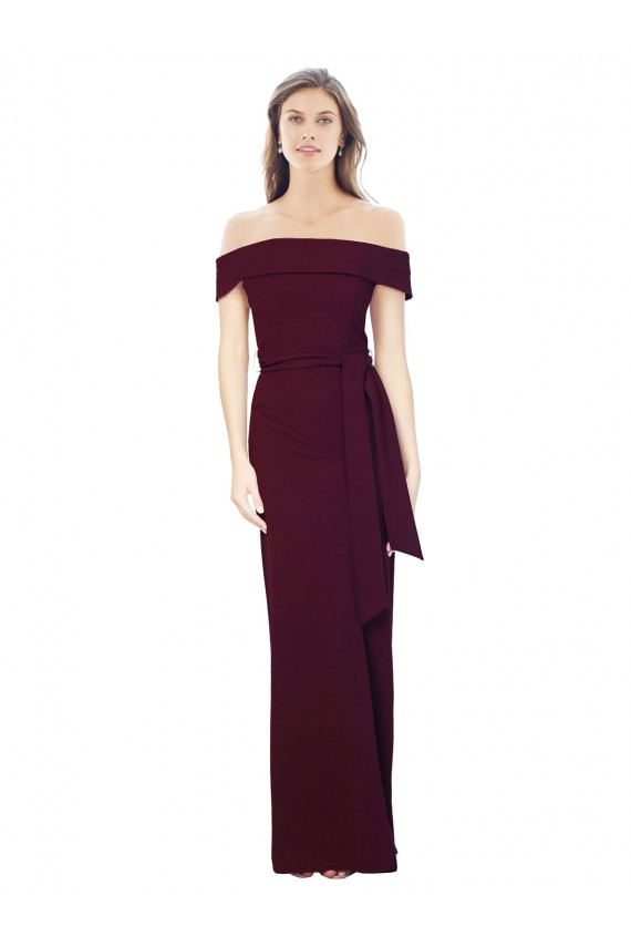 Mermaid Off the Shoulder Stretch Crepe Long Burgundy Gold Formal Evening Gown / Prom Dress / Bridesmaid Dress Sydney