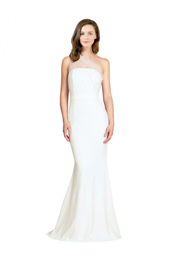 Mermaid One Shoulder Stretch Crepe & Tulle Sweep Train Ivory Formal Evening Gown / Bridesmaid Dress Sydney