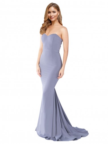 Mermaid Strapless Stretch Crepe Long Smoke Blue Formal Evening Gown / Prom Dress / Bridesmaid Dress Sydney