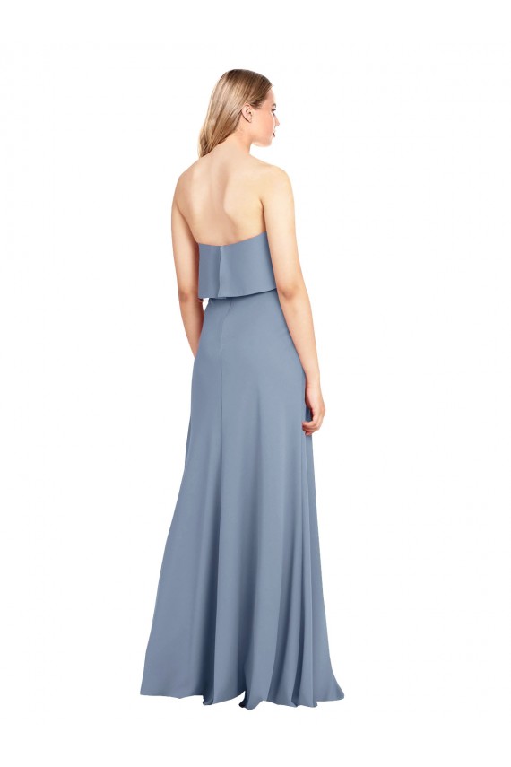 Sheath High Neck Stretch Crepe Long Smoke Blue Formal Evening Gown / Prom Dress / Bridesmaid Dress Sydney