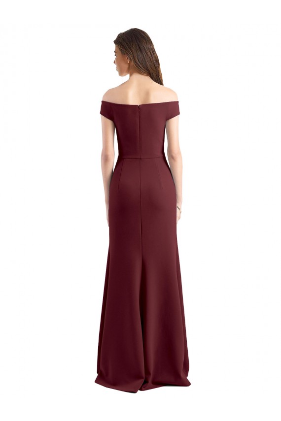 Sheath High Neck Stretch Crepe Long Burgundy Gold Prom Dress / Bridesmaid Dress Sydney