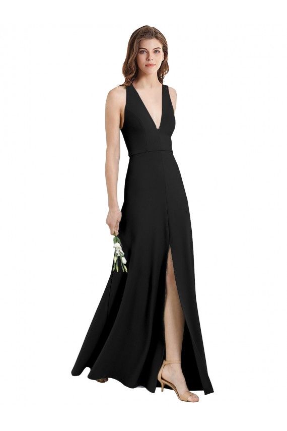 Sheath High Neck Stretch Crepe Long Black Formal Evening Gown / Prom Dress / Bridesmaid Dress Sydney