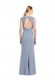 Sheath High Neck Stretch Crepe Long Smoke Blue Bridesmaid Dress Sydney