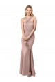 Sheath High Neck Stretch Crepe Long Dusty Pink Prom Dress / Bridesmaid Dress Sydney