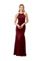 Mermaid High Neck Stretch Crepe Long Burgundy Gold Formal Evening Gown / Prom Dress / Bridesmaid Dress Sydney