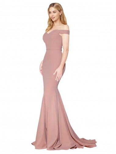 Mermaid High Neck Stretch Crepe Sweep Train Dusty Pink Formal Evening Gown / Prom Dress / Bridesmaid Dress Sydney