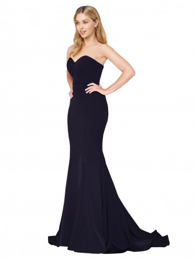 Mermaid High Neck Stretch Crepe Sweep Train Dark Navy Formal Evening Gown / Prom Dress / Bridesmaid Dress Sydney